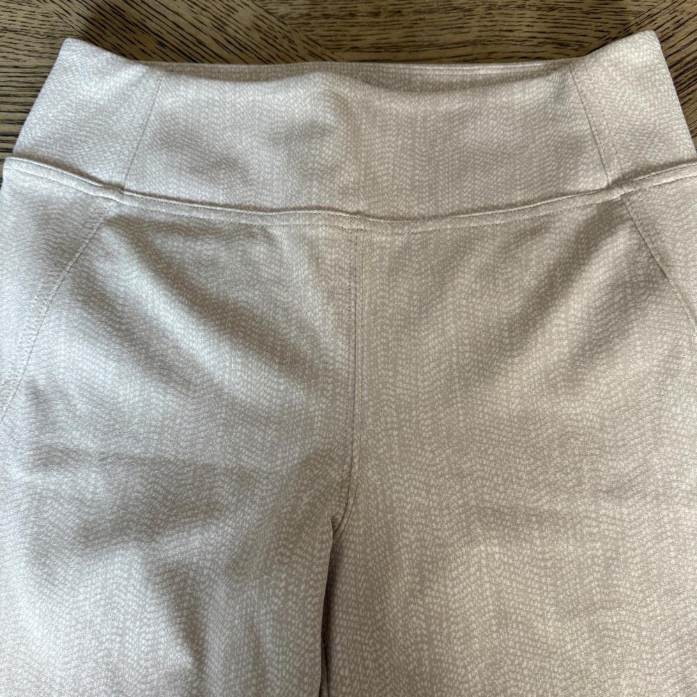 Athleta Textured Print Cropped Ankle Pants Beige White Small Zipper Hem Pockets - Picture 4 of 10